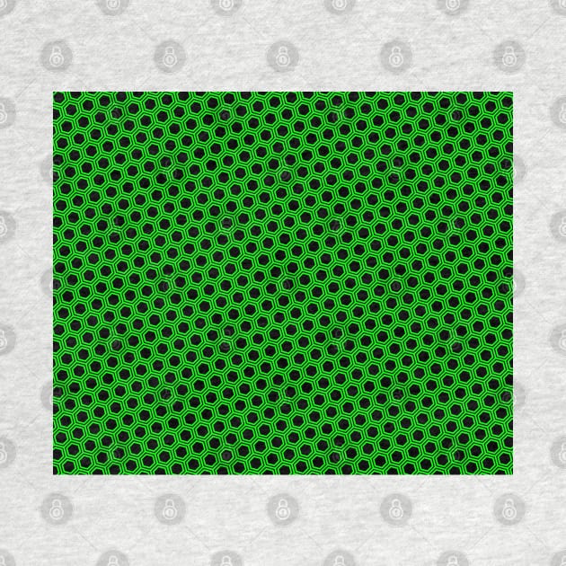 Pattern hexagonal green on black background by la chataigne qui vole ⭐⭐⭐⭐⭐